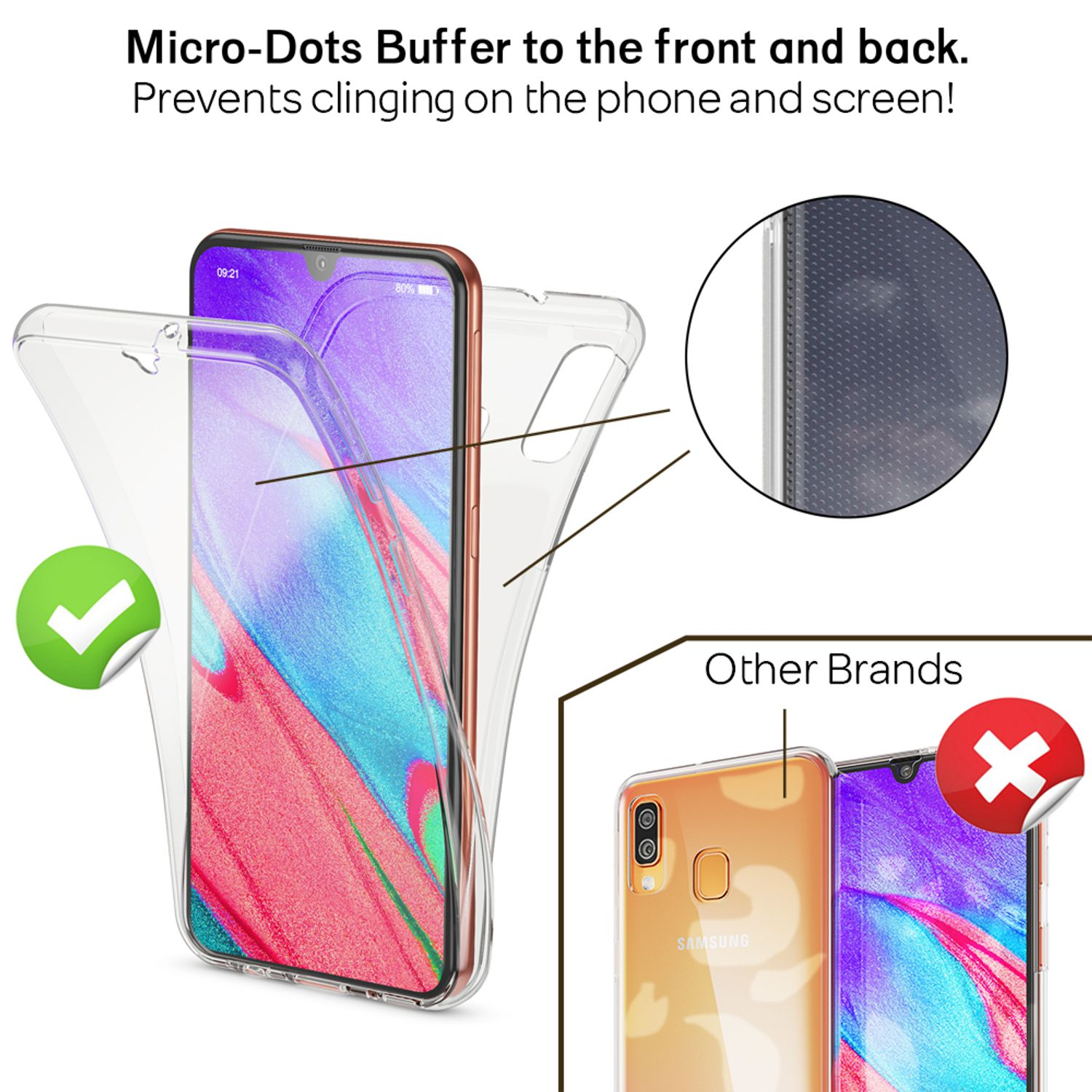 NALIA Klare 360 Grad Galaxy Transparent A40, Backcover, Hülle, Silikon Samsung