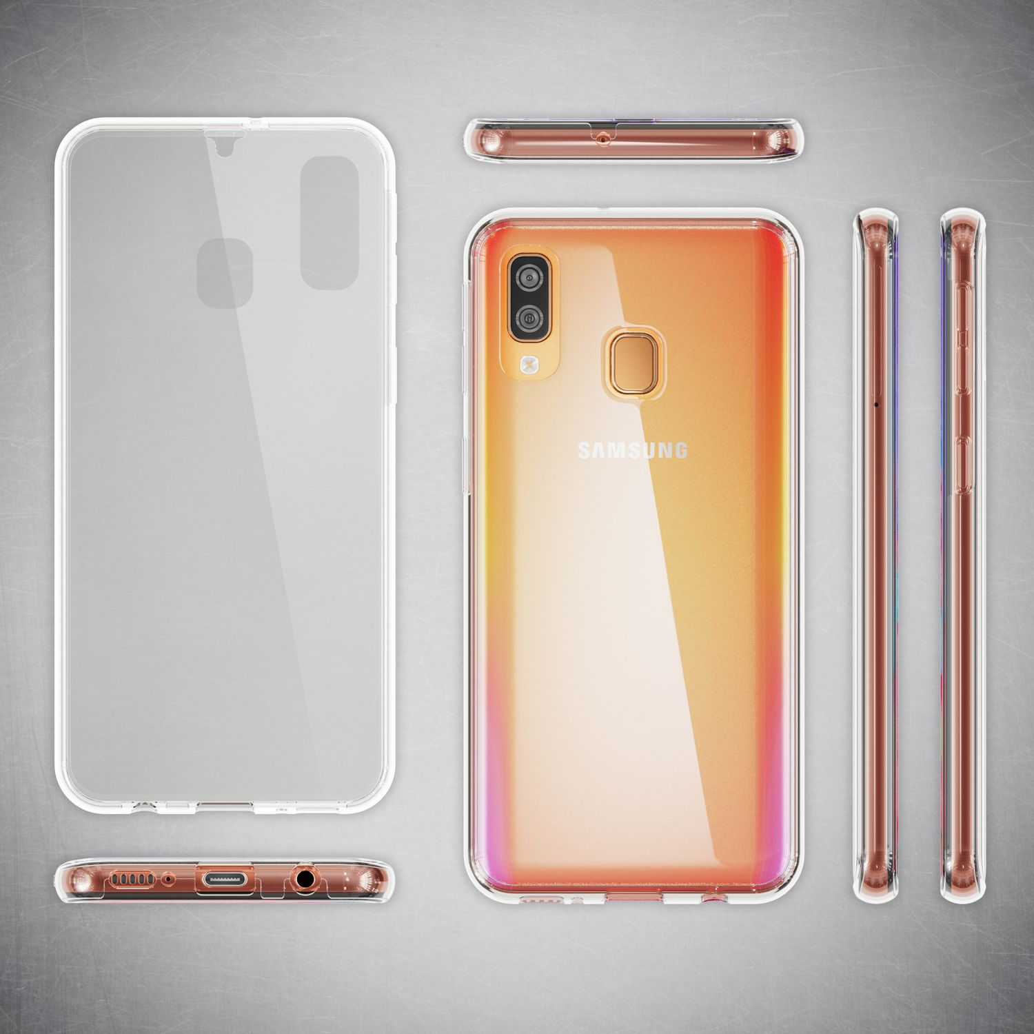 Grad NALIA Klare Transparent 360 Hülle, Samsung, Silikon Backcover, Galaxy A40,