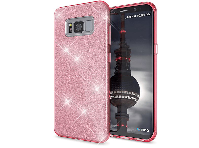 Glitzer Pink Backcover, S8, NALIA Galaxy Samsung, Hülle,