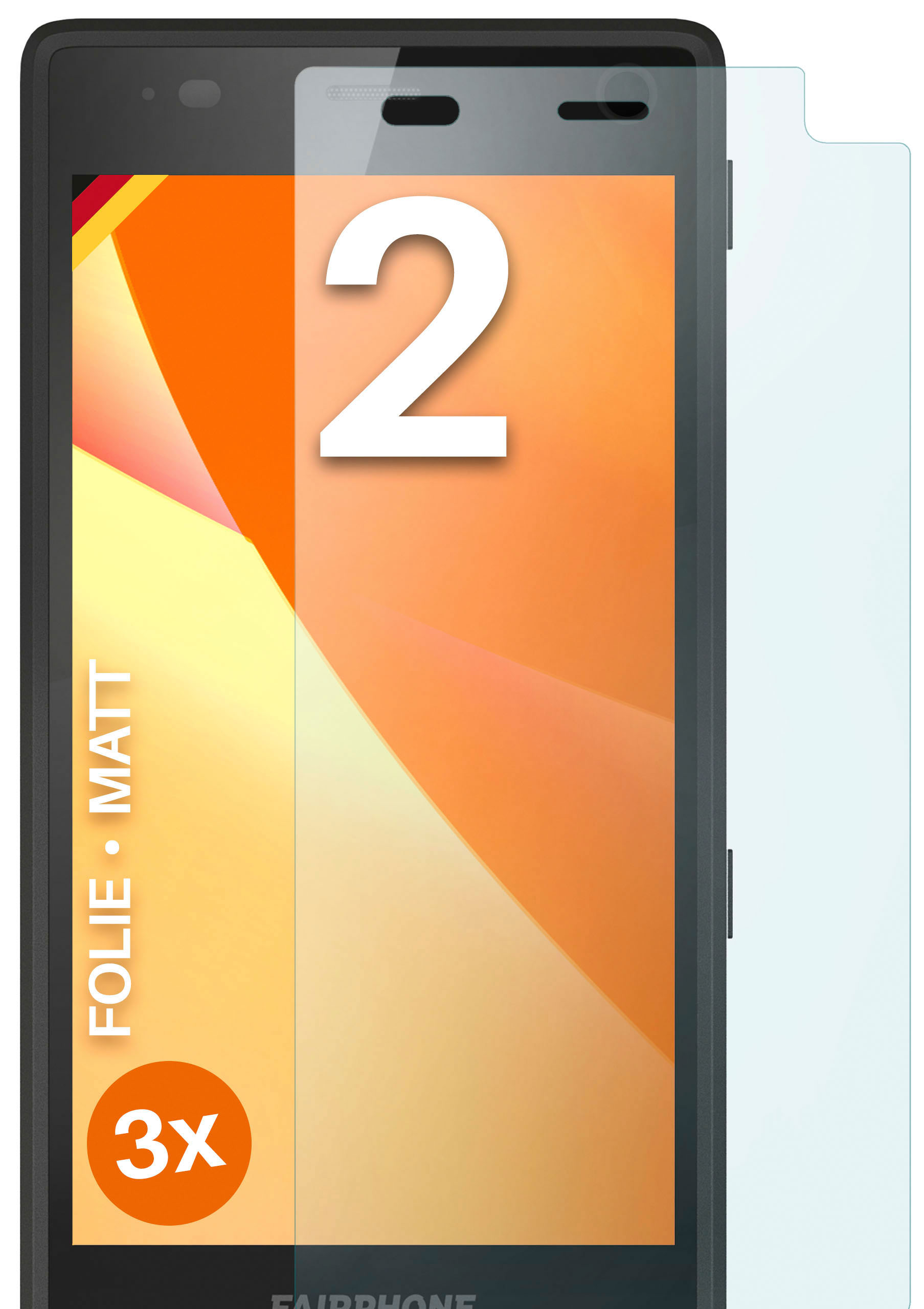 MOEX 3x Schutzfolie, 2) matt Displayschutz(für FairPhone Fairphone