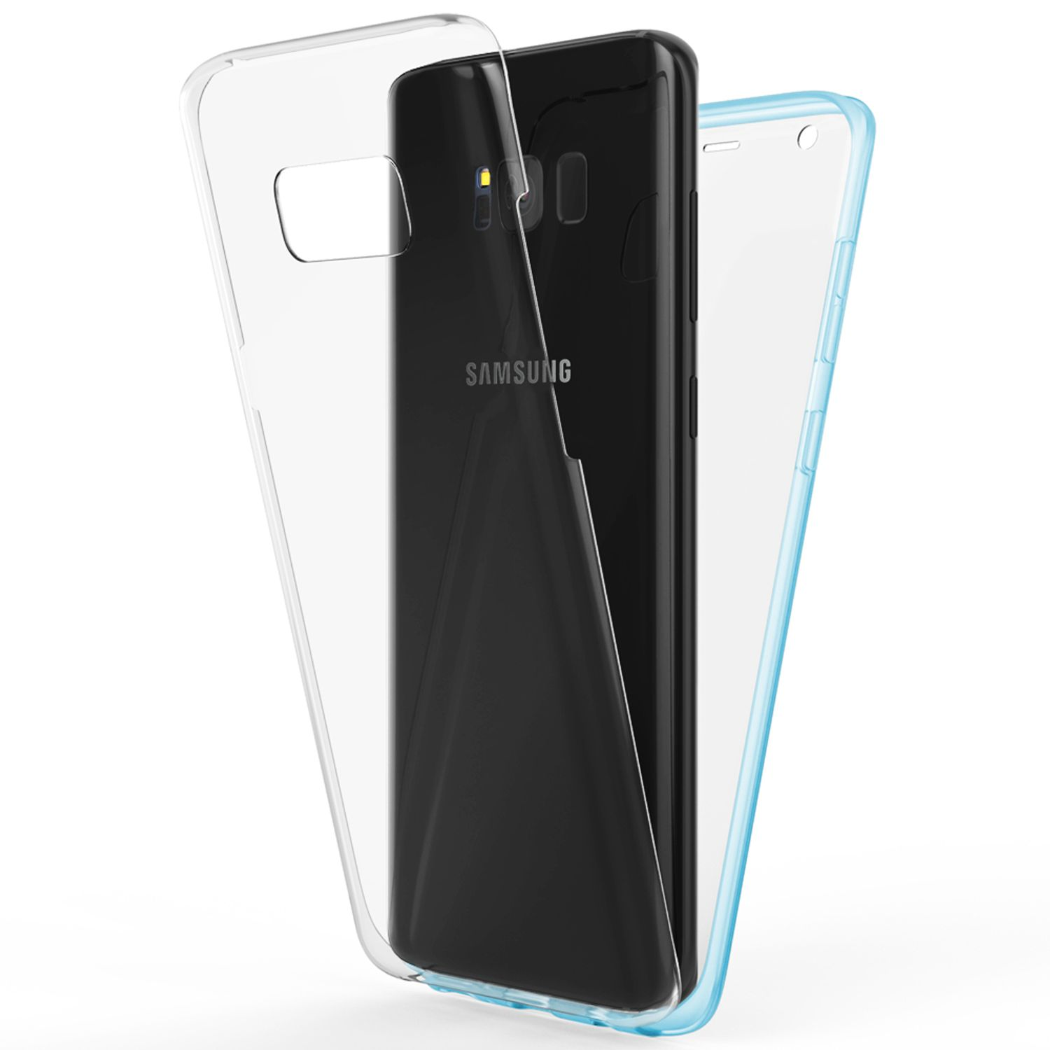 Blau Backcover, S8 Plus, Samsung, 360 Grad Galaxy Hülle, Klare NALIA