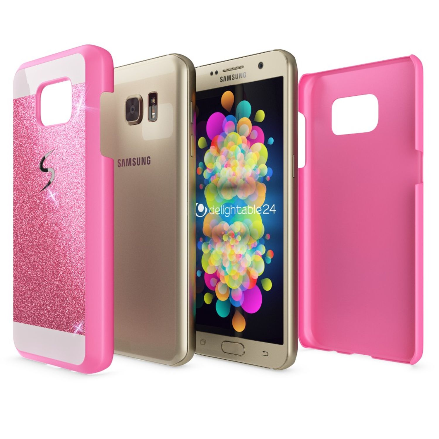 Glitzer Samsung, NALIA Backcover, Hülle, Rosa Galaxy S7,