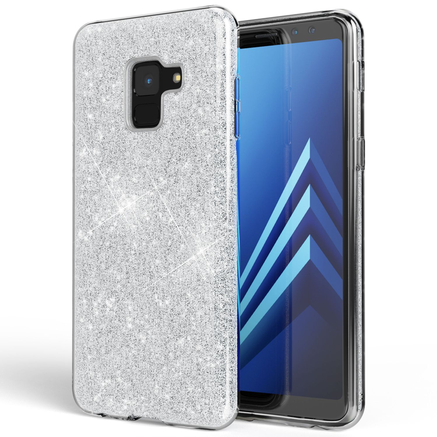 NALIA Glitzer Galaxy Backcover, (2018), Samsung, A8 Hülle, Silber