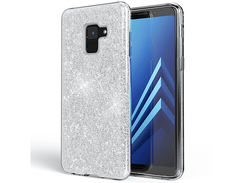 NALIA Glitzer Hülle, Backcover, Samsung, Galaxy A8 (2018), Silber