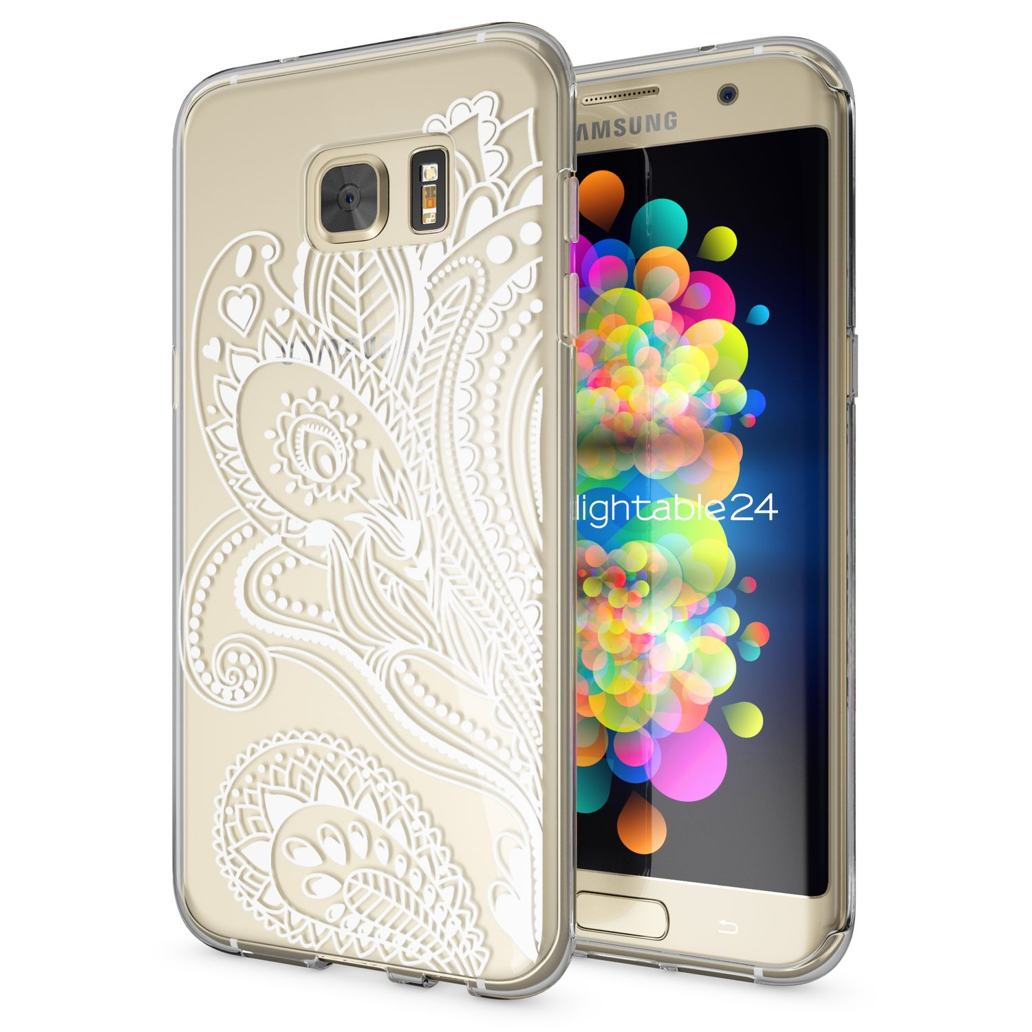 S7 Silikon Edge, Hülle, Motiv Galaxy Samsung, NALIA Mehrfarbig Backcover,