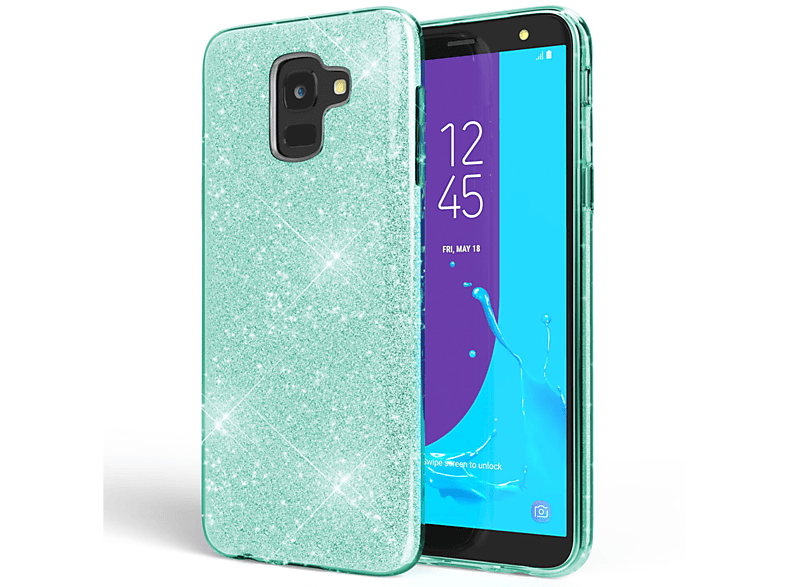 NALIA Glitzer Hülle, Backcover, Samsung, J6, Galaxy Grün