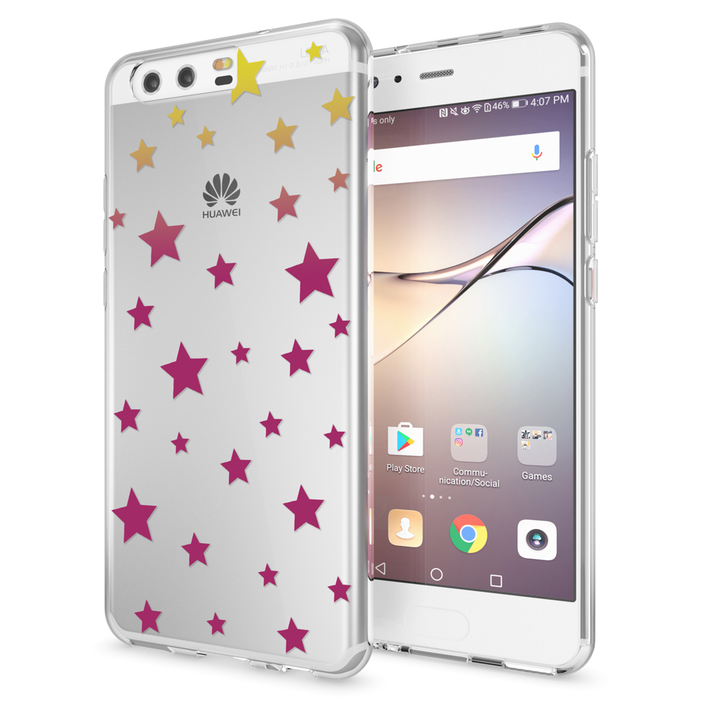Une coque de téléphone avec des étoiles et un téléphone à côté.