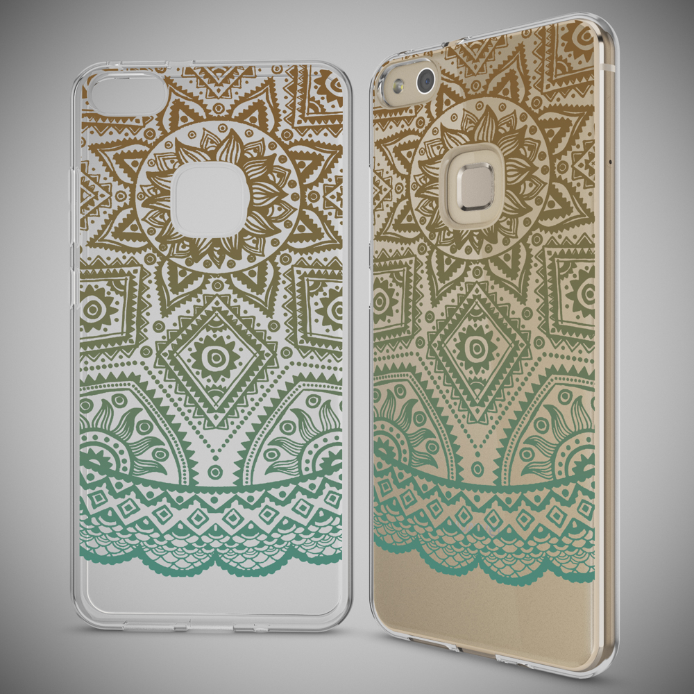 Deux coques de téléphone avec un design ethnique. Les coques sont pour un téléphone, montrant l'arrière et l'avant.