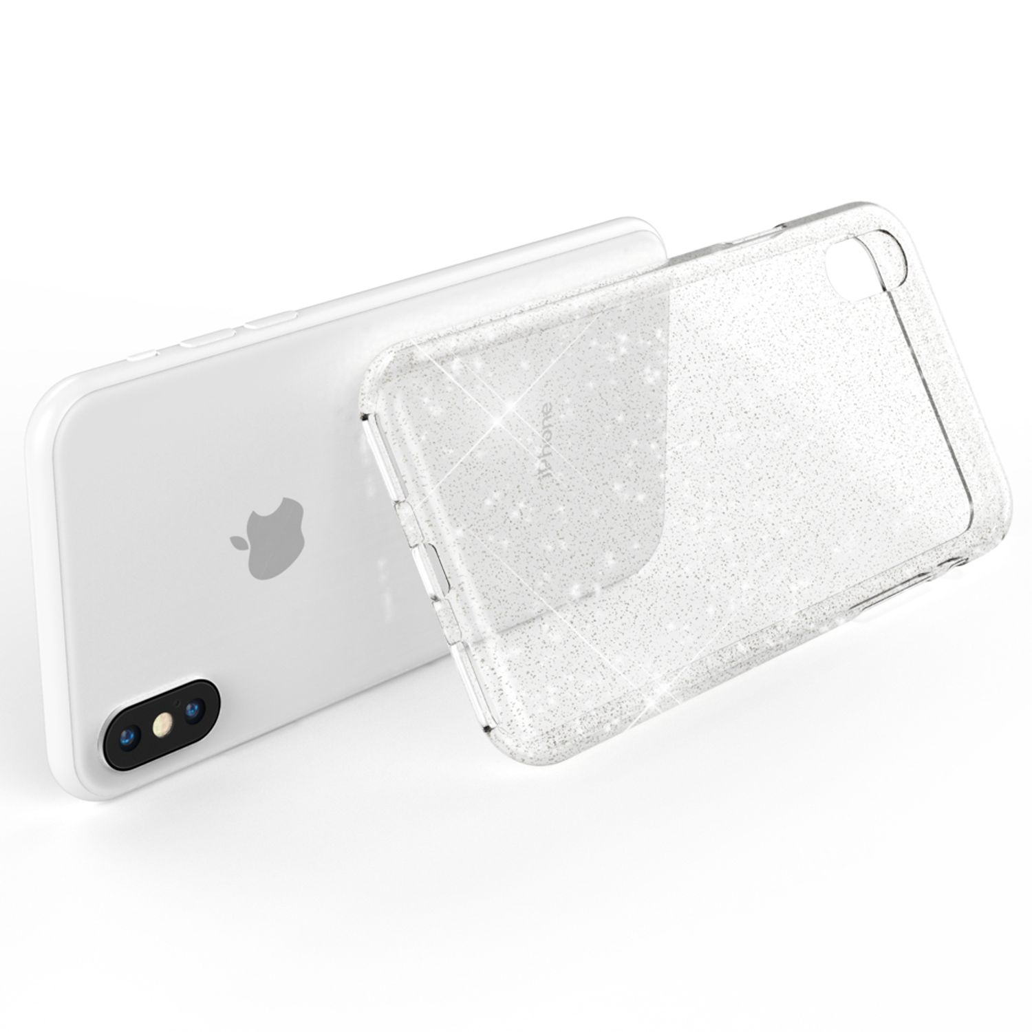 Silikon Apple, Klare Transparent iPhone XS Backcover, Glitzer Hülle, Max, NALIA