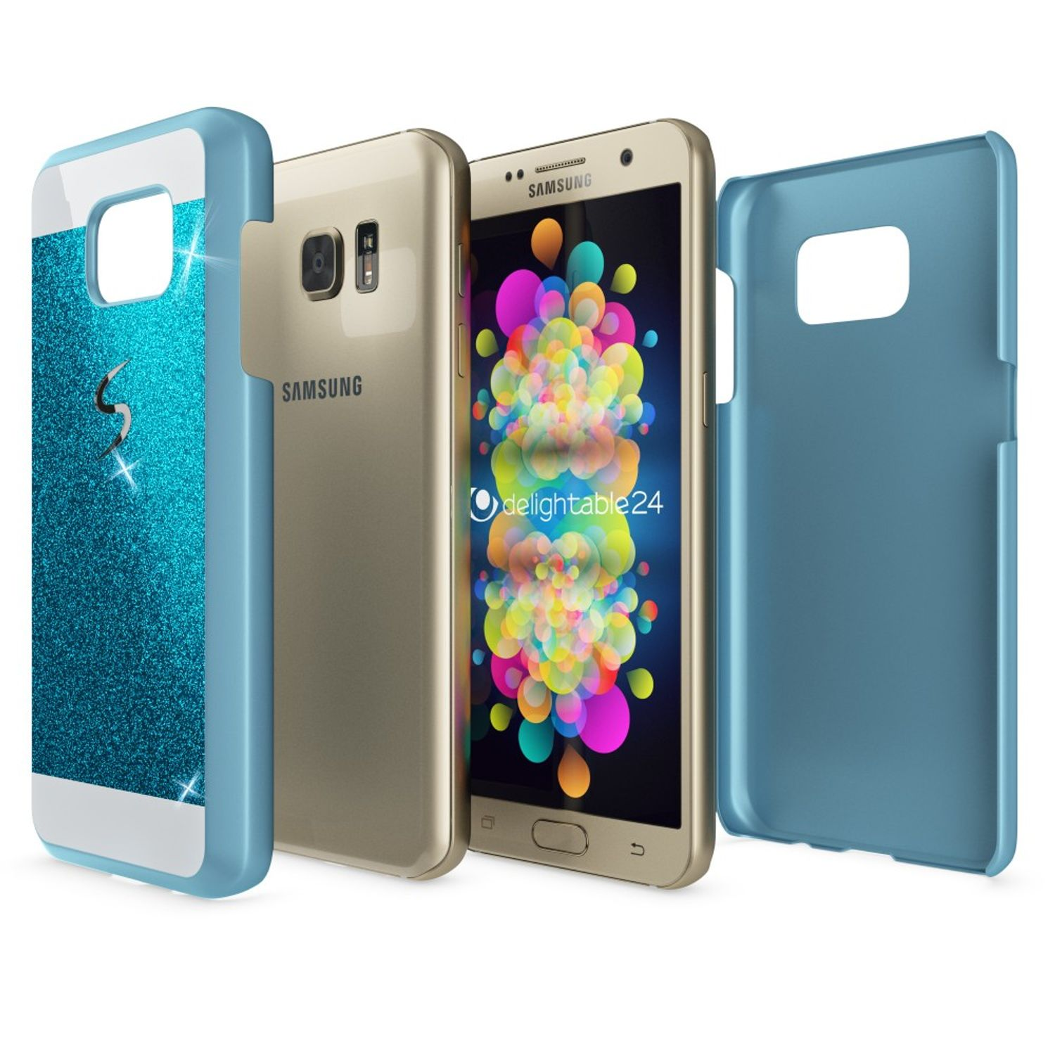Hülle, NALIA Galaxy Backcover, Samsung, Blau Glitzer S7,