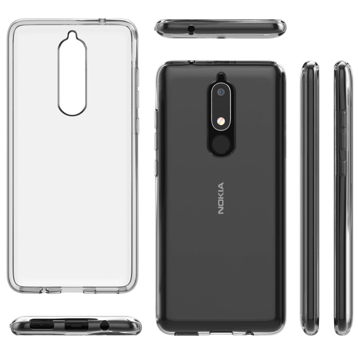 5.1 Hülle, Klar Nokia, NALIA Transparent Silikon Transparente Backcover, (2018),