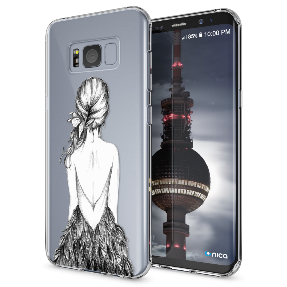 Handyhülle mit Frau, die Berliner Fernsehturm betrachtet, mit einem Telefon.