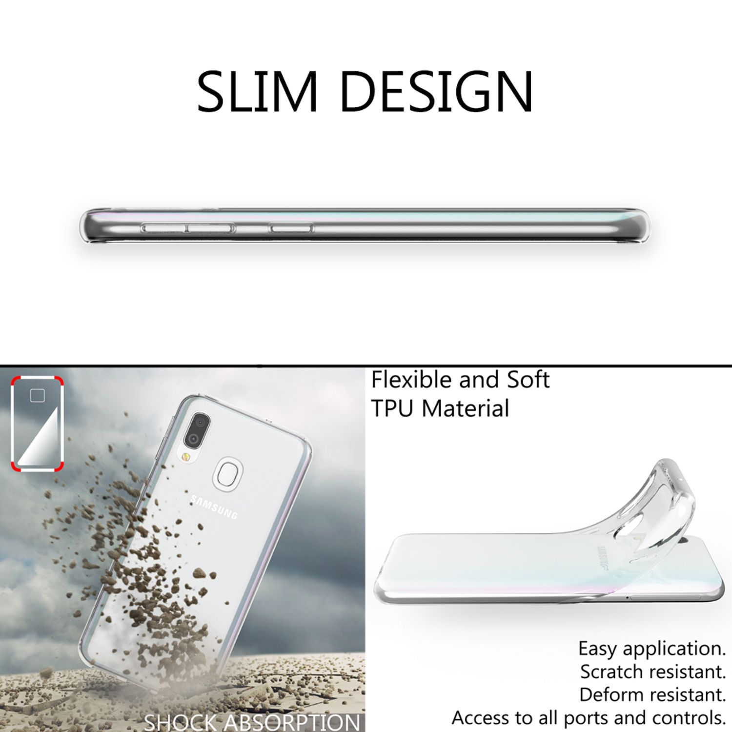 Klar Silikon Backcover, Transparent NALIA A40, Galaxy Samsung, Transparente Hülle,