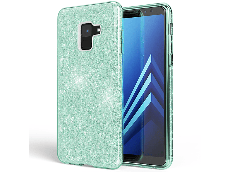 NALIA Glitzer A8 Samsung, Galaxy Grün Hülle, (2018), Backcover
