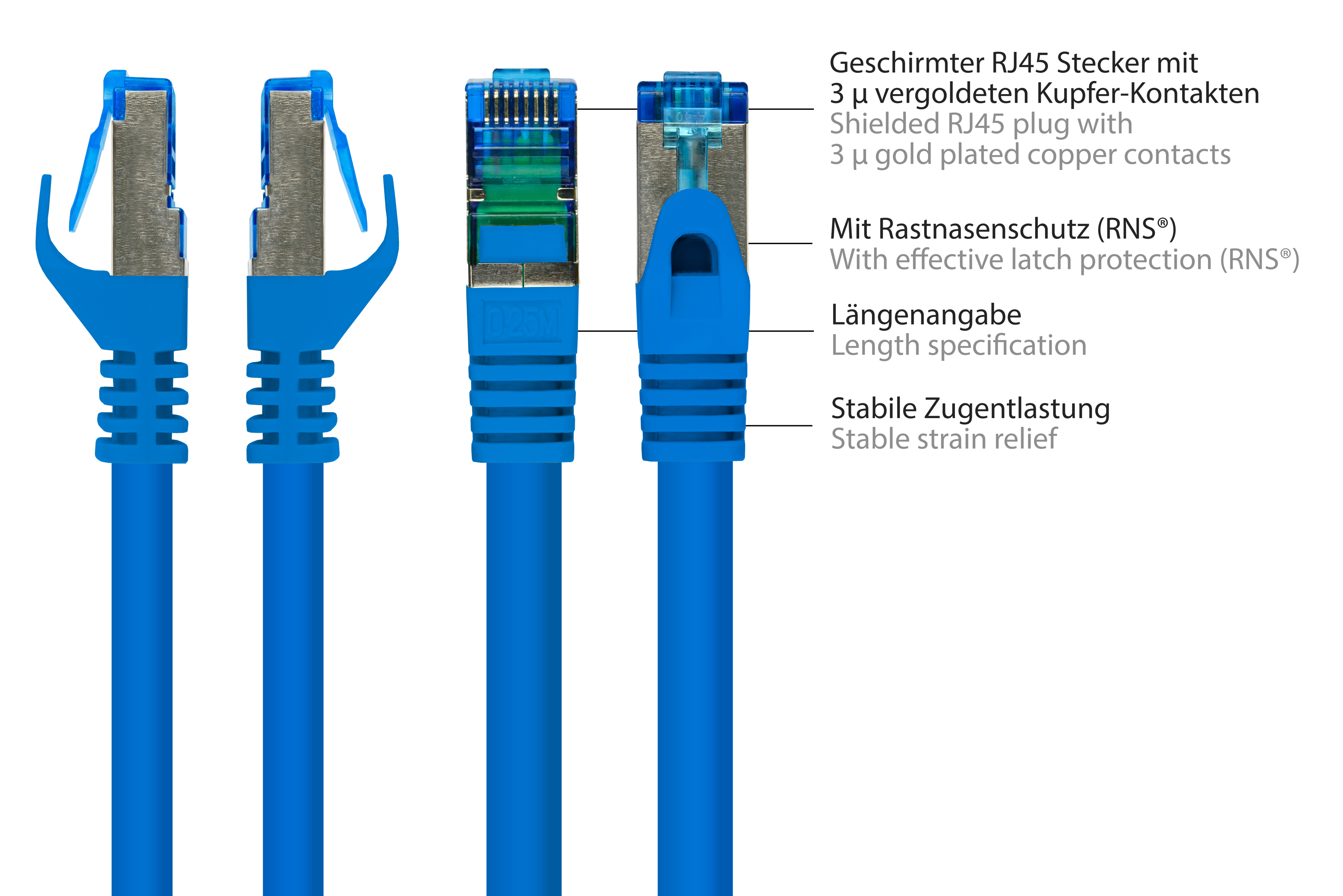 Netzwerkkabel, halogenfrei, m KABELMEISTER PiMF, 500MHz, S/FTP, blau, 5