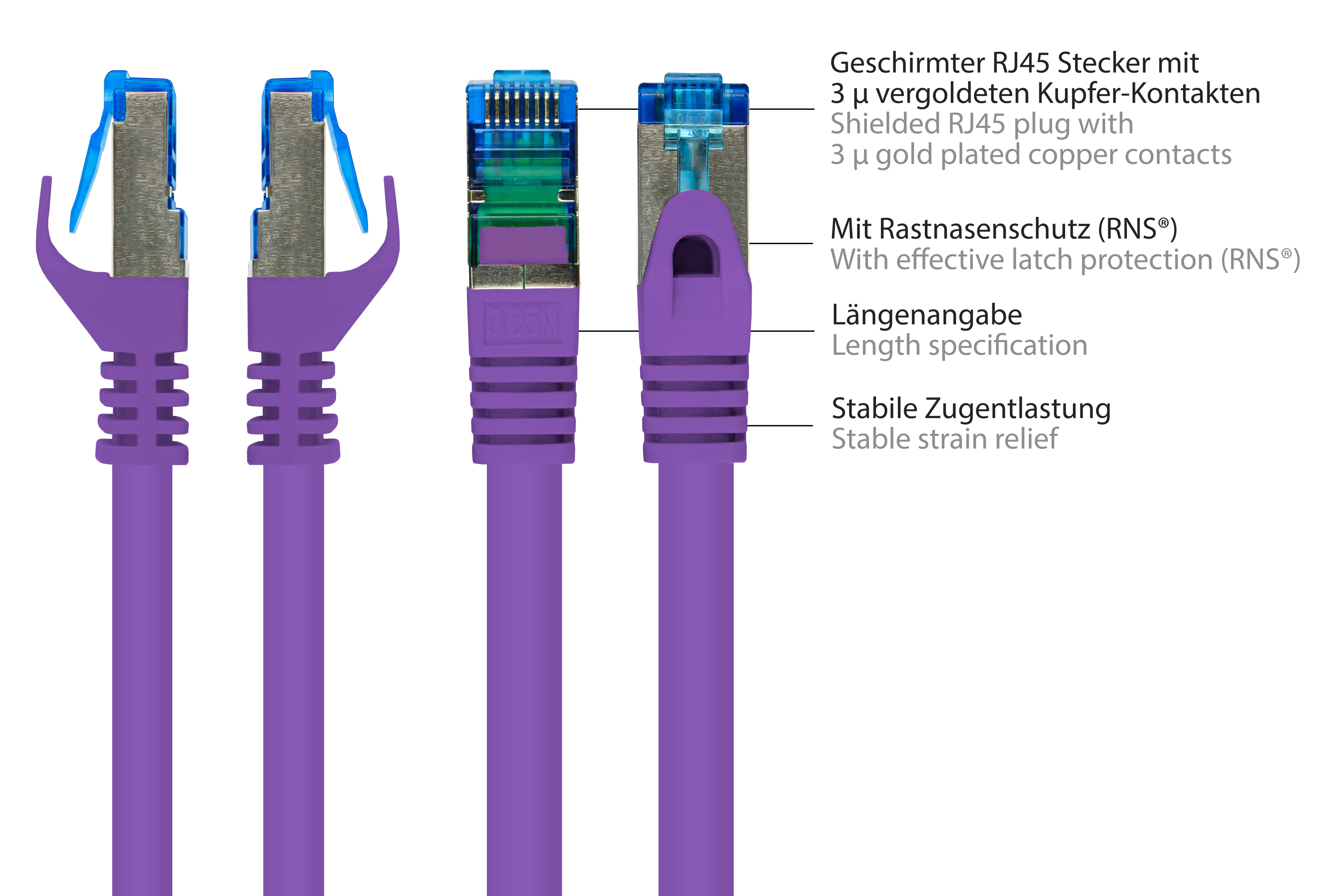 PIMF, violett, KABELMEISTER halogenfrei, 500MHz, S/FTP, m 5 Netzwerkkabel,