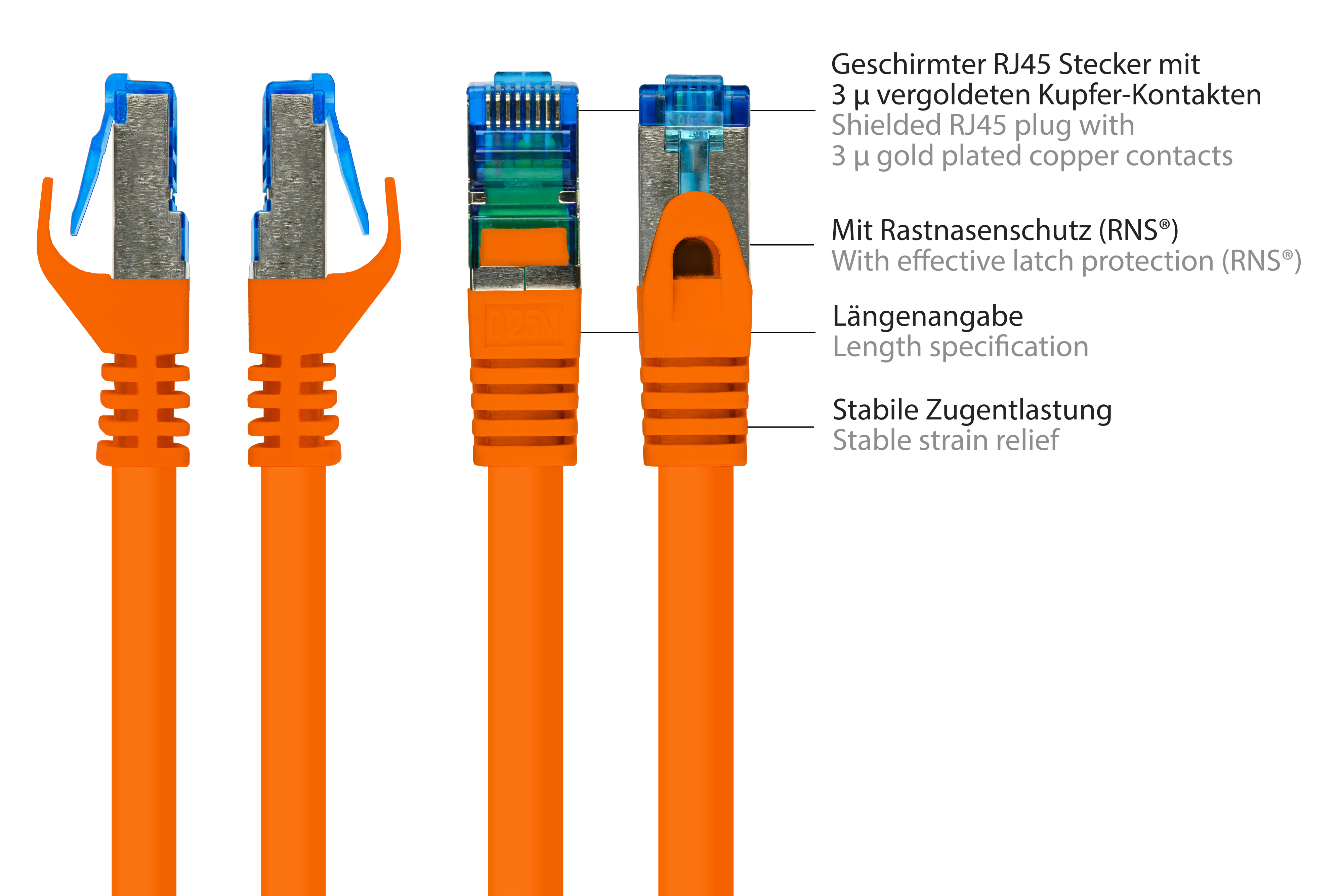 halogenfrei, Netzwerkkabel, orange, CONNECTIONS 30 GOOD m PiMF, S/FTP, 500MHz,