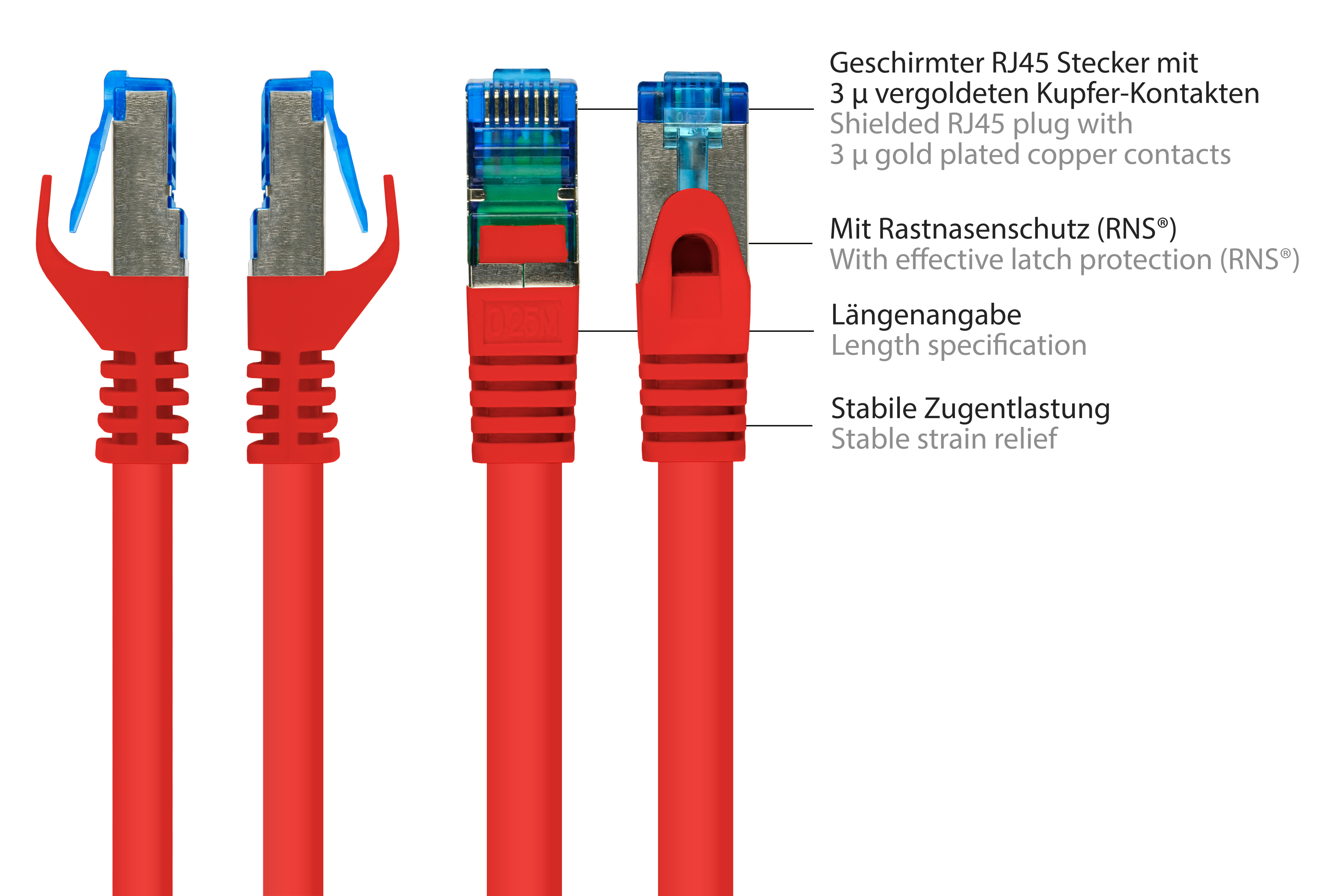KABELMEISTER S/FTP, PiMF, halogenfrei, 500MHz, m 50 Netzwerkkabel, rot