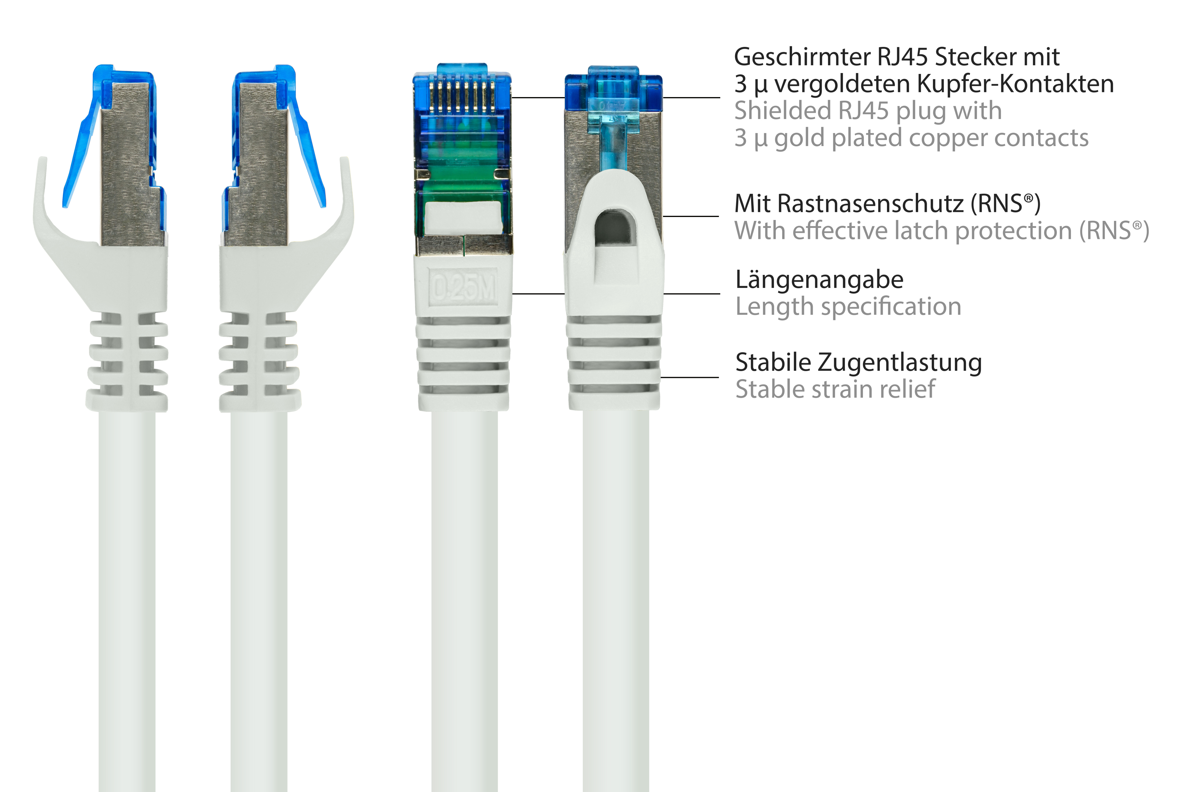 GOOD CONNECTIONS S/FTP, PiMF, weiß, Netzwerkkabel, halogenfrei, 500MHz, 3 m