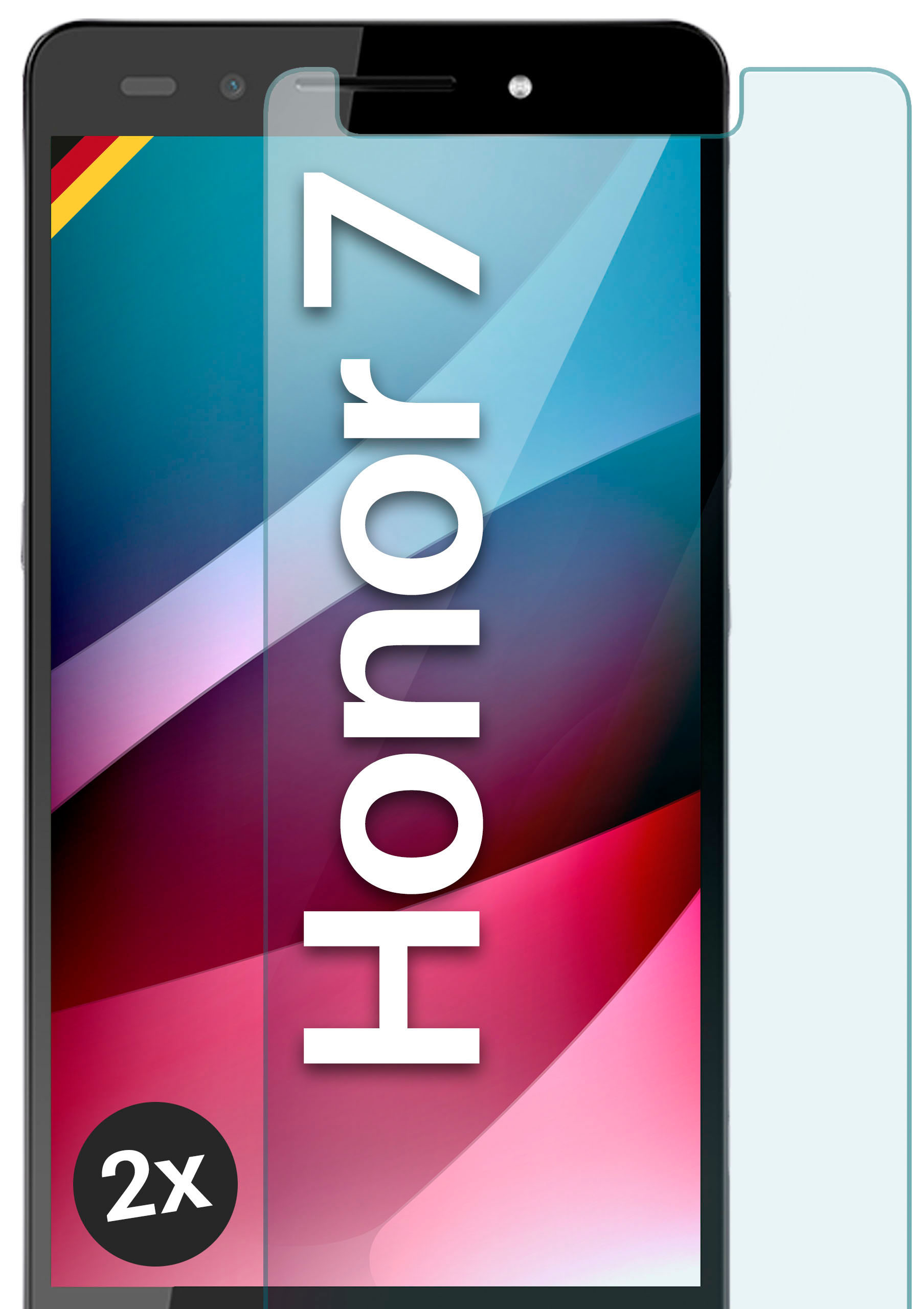 MOEX 2x Panzerglas Honor / Schutzglas(für - klar Premium) Schutzfolie, Huawei 7 7