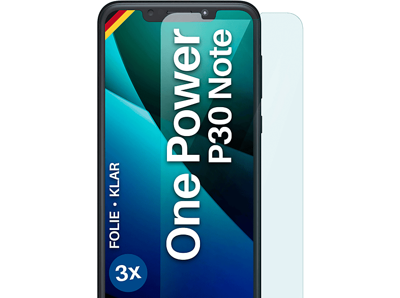 MOEX 3x Schutzfolie, klar P30 / Note) One Displayschutz(für Motorola Power