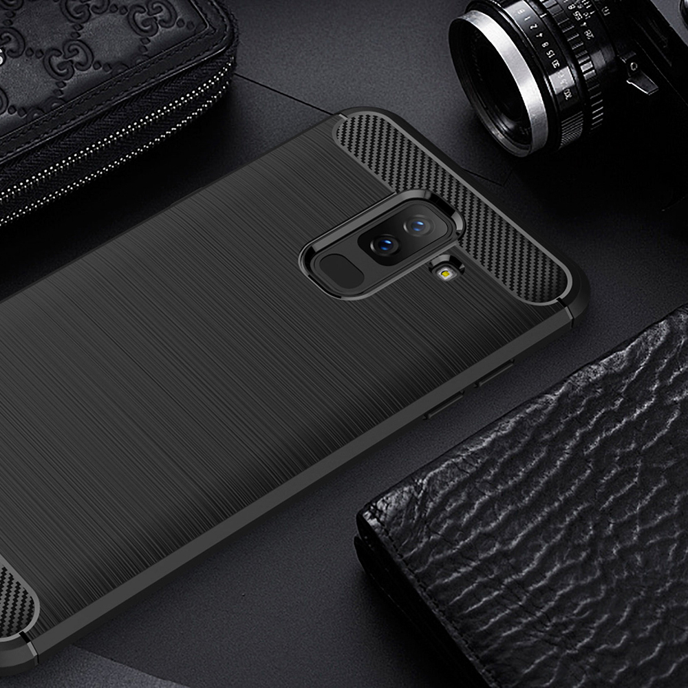 NALIA Carbon-Look Silikon A6 Plus, Hülle, Backcover, Schwarz Galaxy Samsung