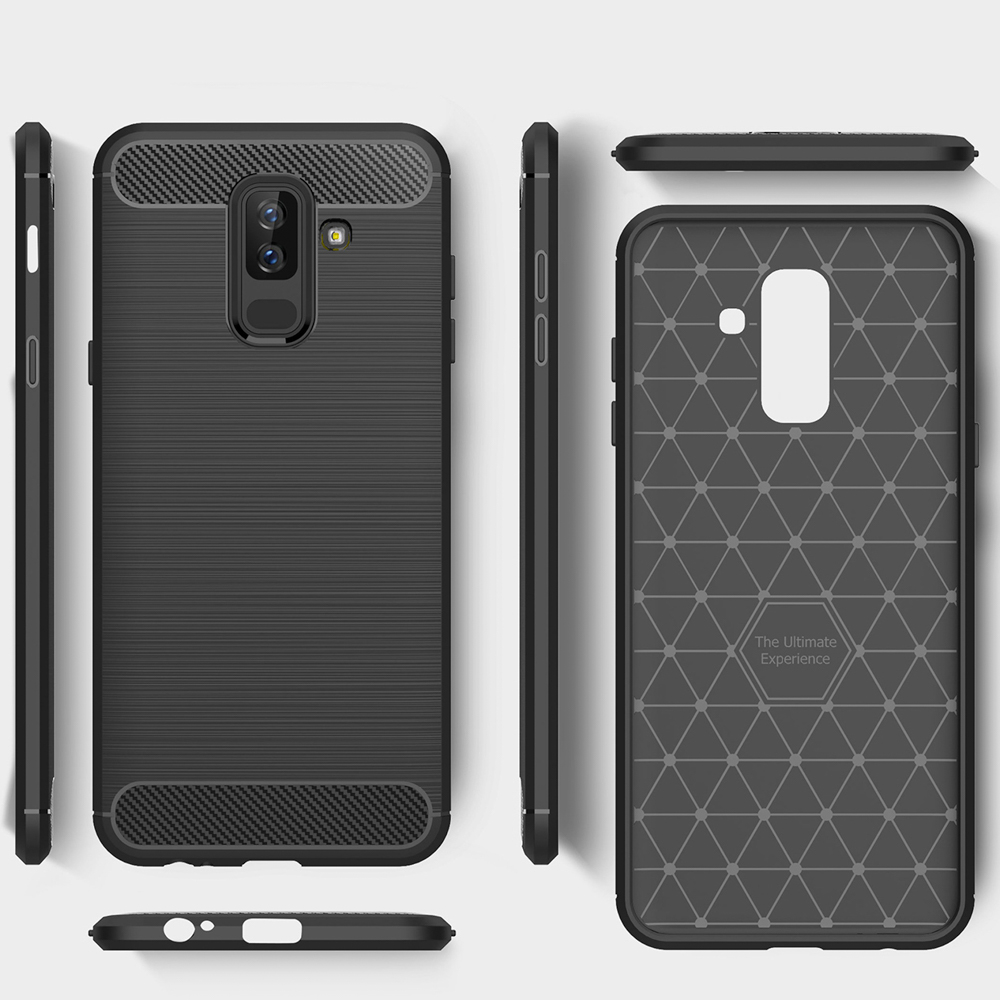 NALIA Carbon-Look Silikon A6 Plus, Hülle, Backcover, Schwarz Galaxy Samsung