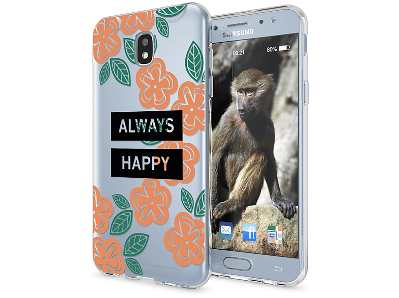 (2017), Galaxy Backcover, Motiv NALIA Samsung, Silikon Mehrfarbig Hülle, J3