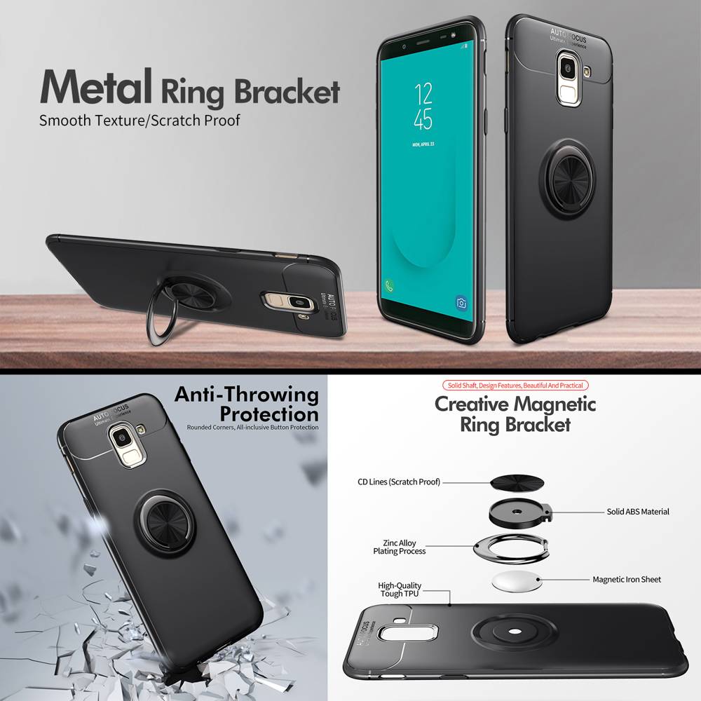 NALIA Matte Ring Samsung, Hülle, Galaxy J6, Schwarz Silikon Backcover