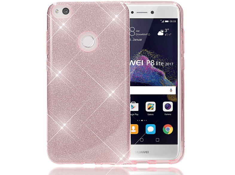 Lite Backcover, (2017), NALIA Huawei, Glitzer Pink P8 Hülle,