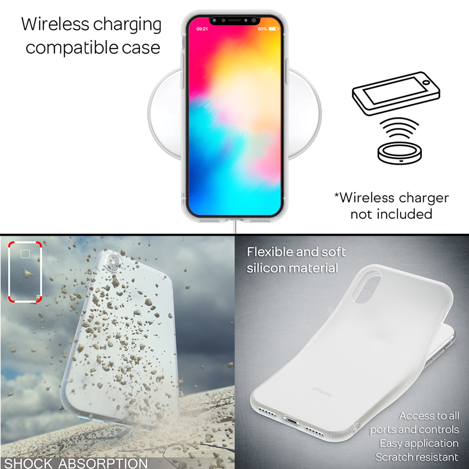 NALIA Semi-Transparente Silikon Hülle, Backcover, XS Max, Apple, Rot iPhone