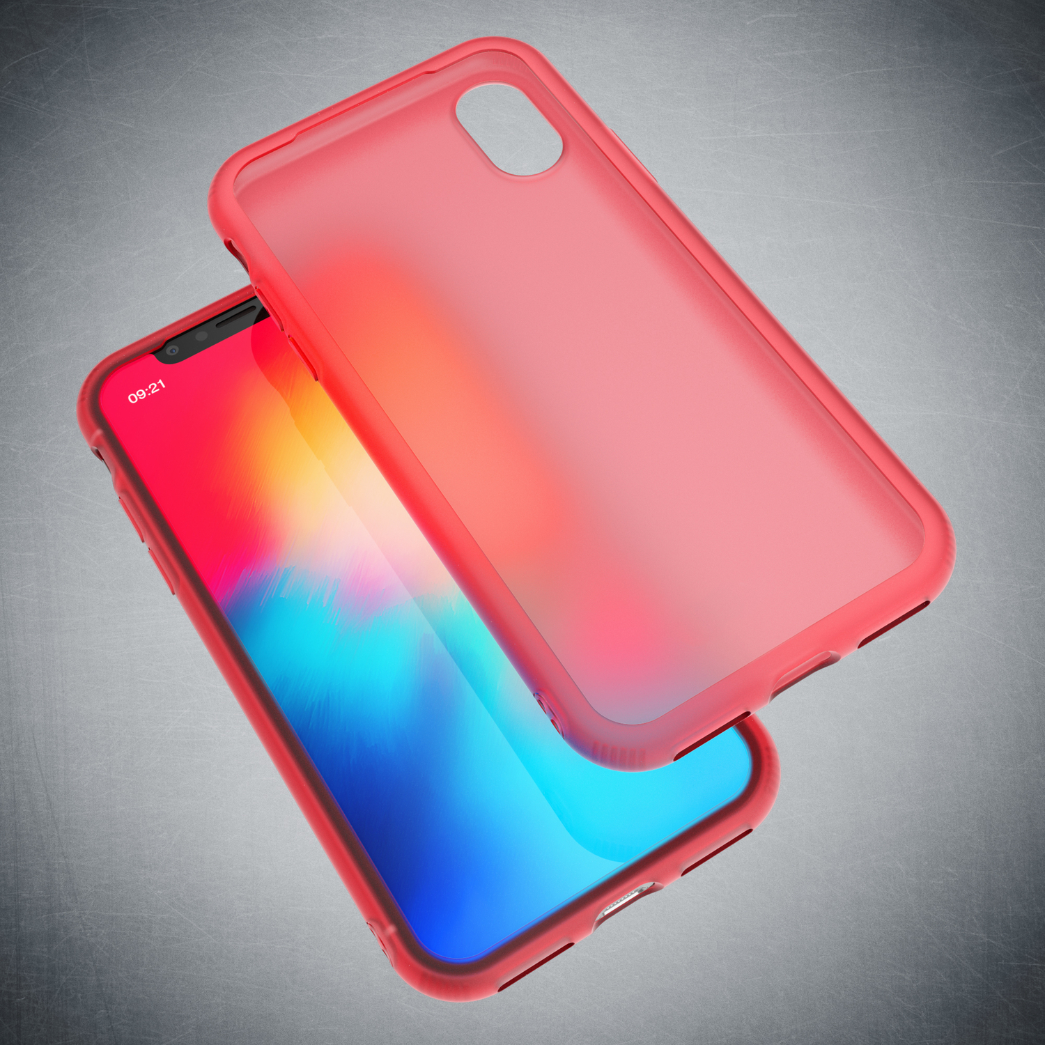 Semi-Transparente Backcover, Max, XS iPhone Silikon Hülle, Rot Apple, NALIA