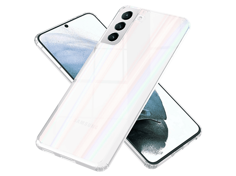 NALIA Klare Hartglas Hülle Regenbogen Effekt, Backcover, Samsung, Galaxy S21, Transparent