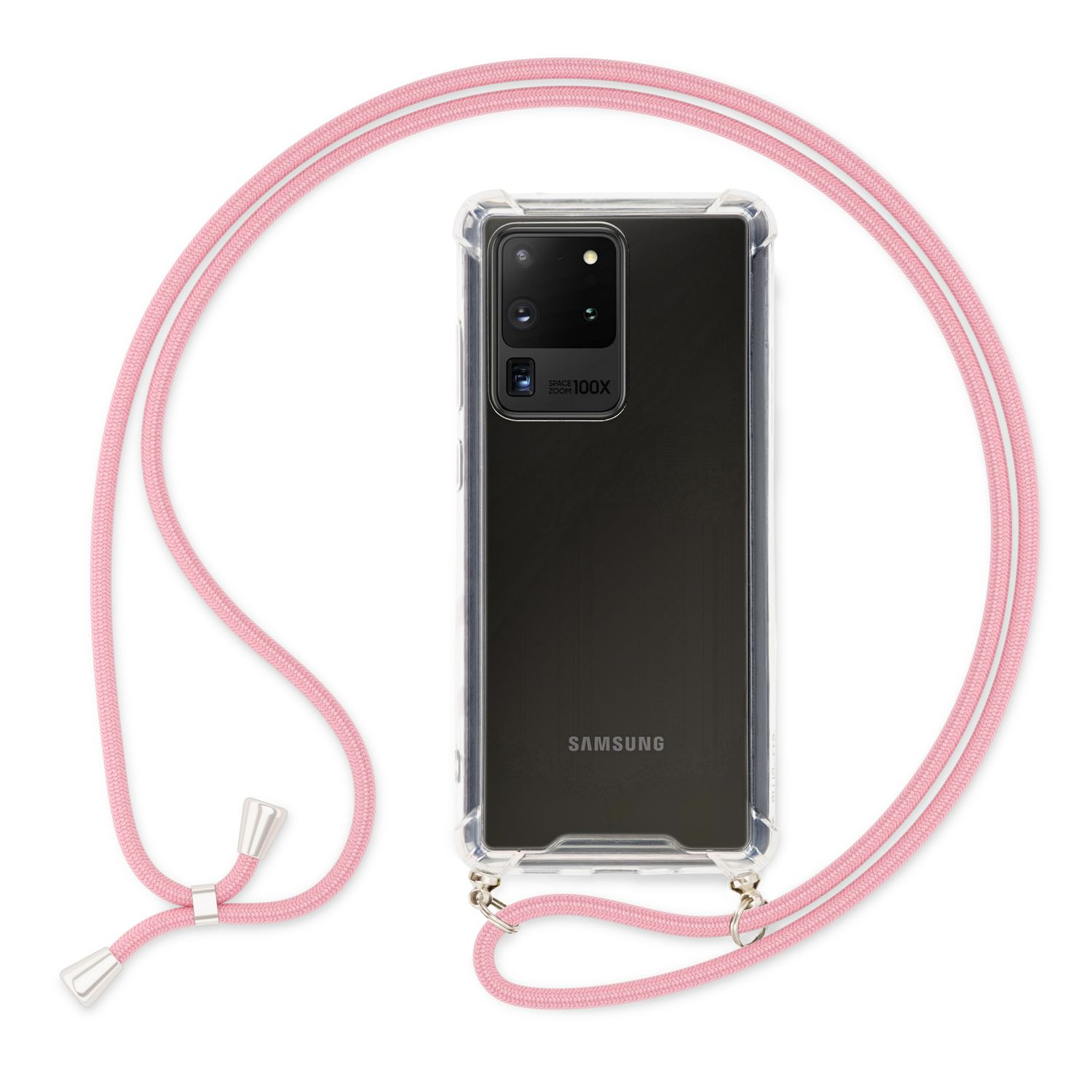 S20 Samsung, mit Umhängen, Rosa Kette Galaxy Ultra, Klare Backcover, NALIA Hülle zum