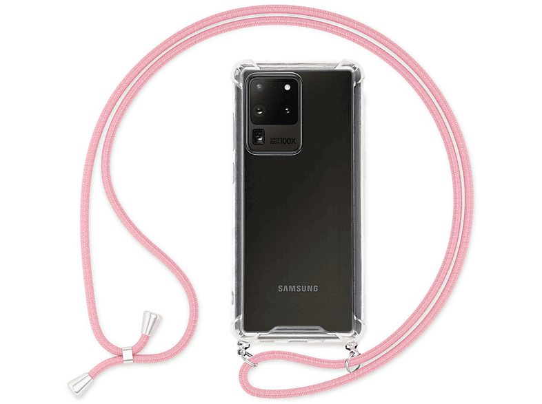Hülle Samsung, Umhängen, NALIA zum Rosa Ultra, Klare Backcover, mit S20 Kette Galaxy