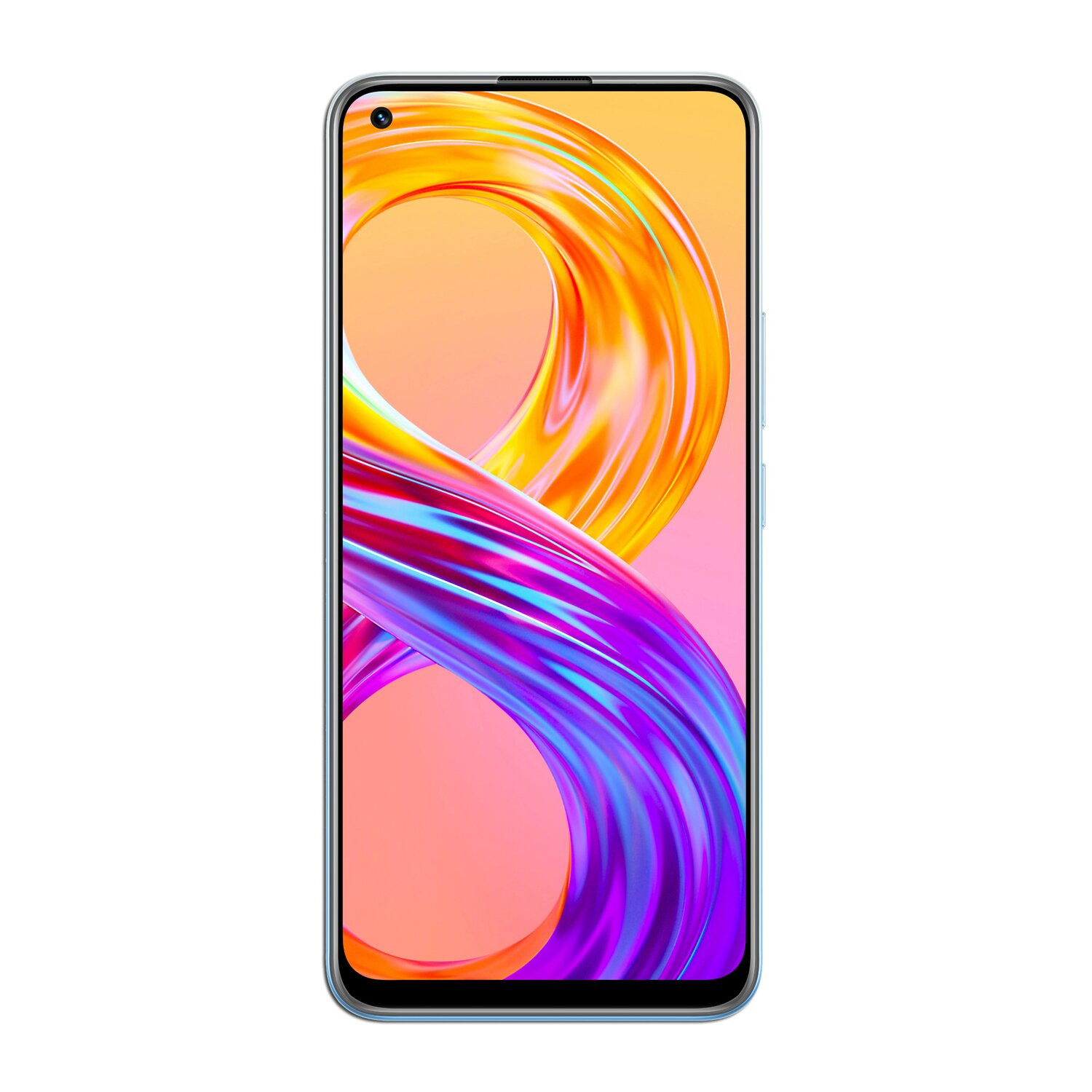 Ein modernes Smartphone mit einem orange-blauen Farbverlauf auf dem Bildschirm.