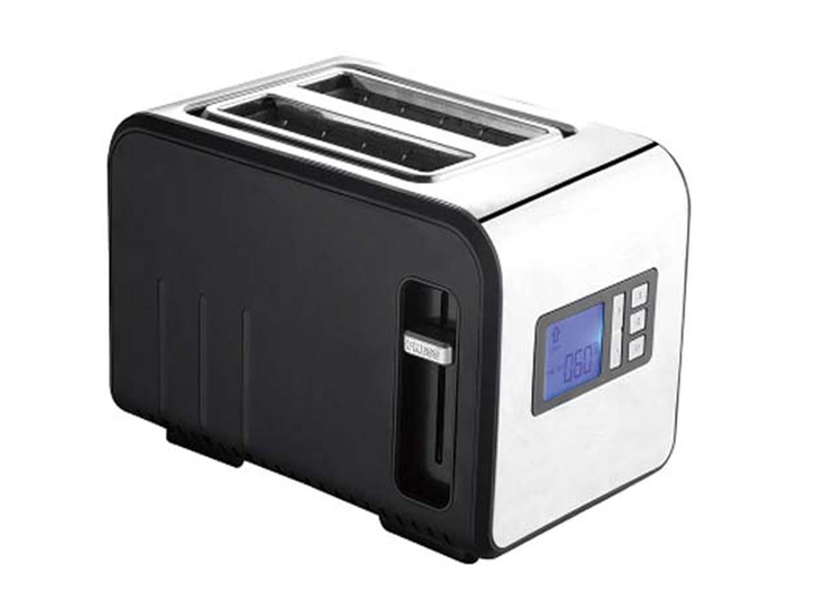 PURLINE Edelstahltoaster mit Watt, breiten und (800 2 Toaster Schwarz 2) Schlitze: Schlitzen 800W Digitalanzeige