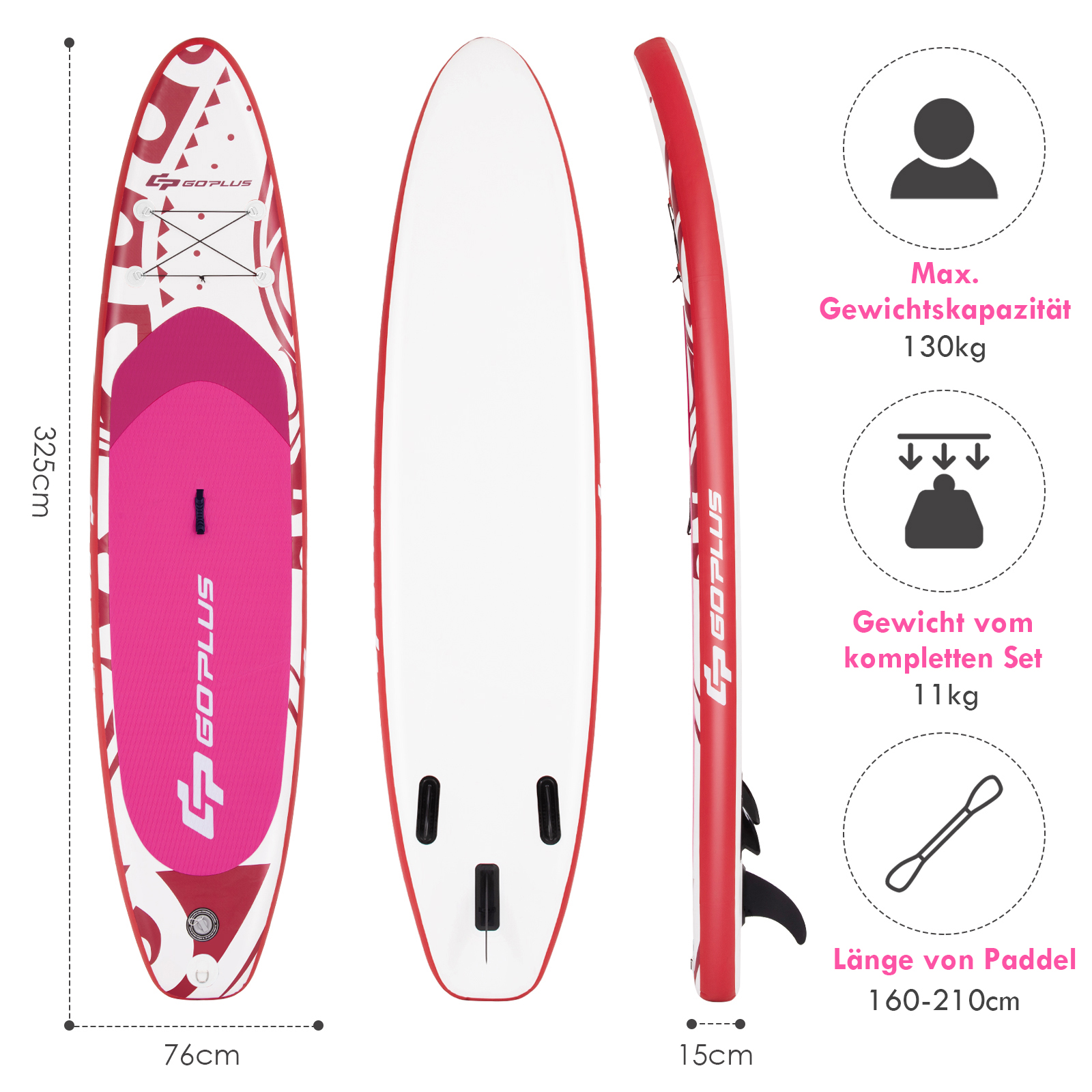 Up Stand SUP Board Paddle, COSTWAY Rosa