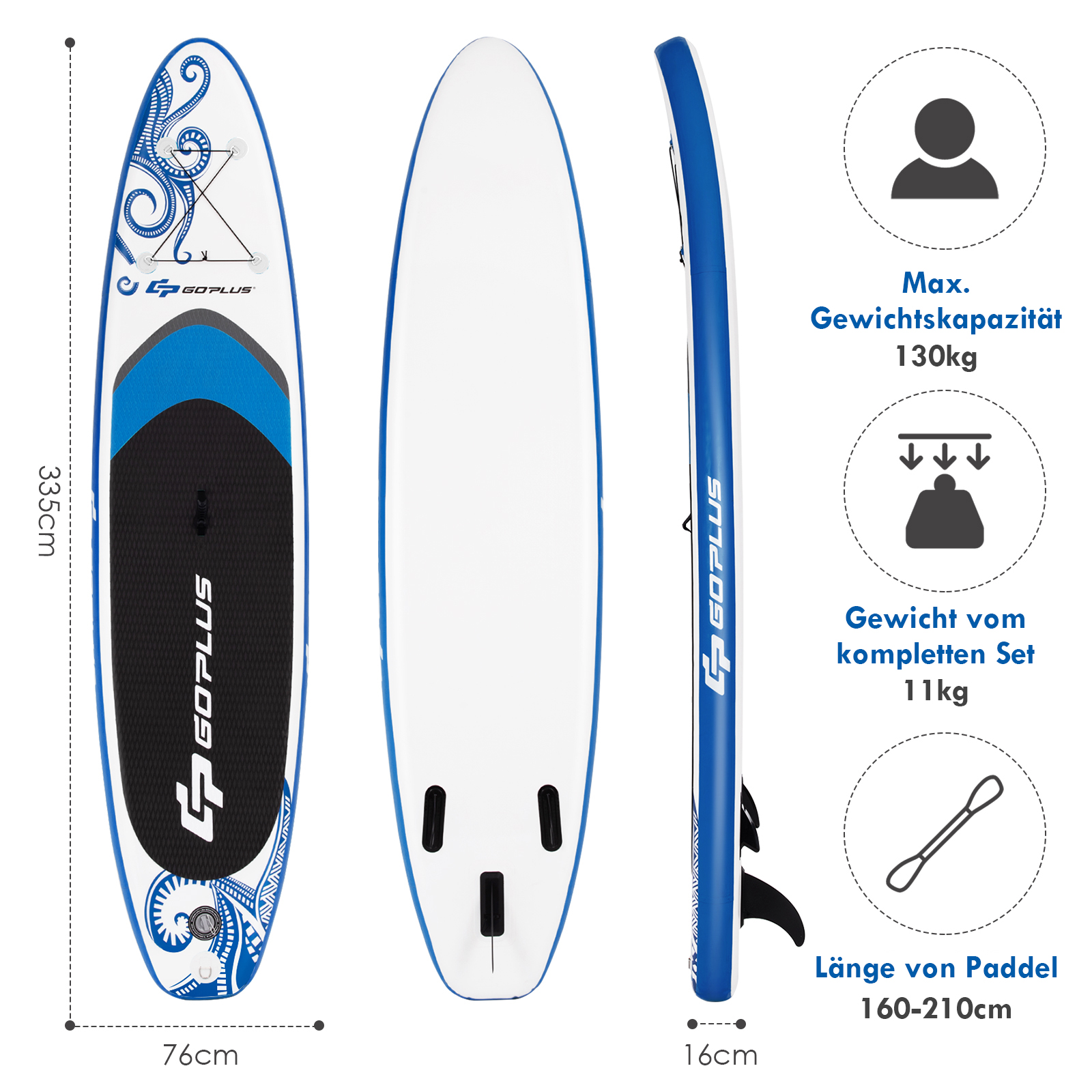 COSTWAY SUP Up Grau Stand Paddle, Board