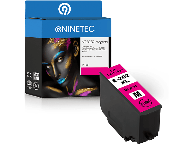 1 Tintenpatrone ersetzt NINETEC 02H34010) 13 magenta (C Patrone T 202XL