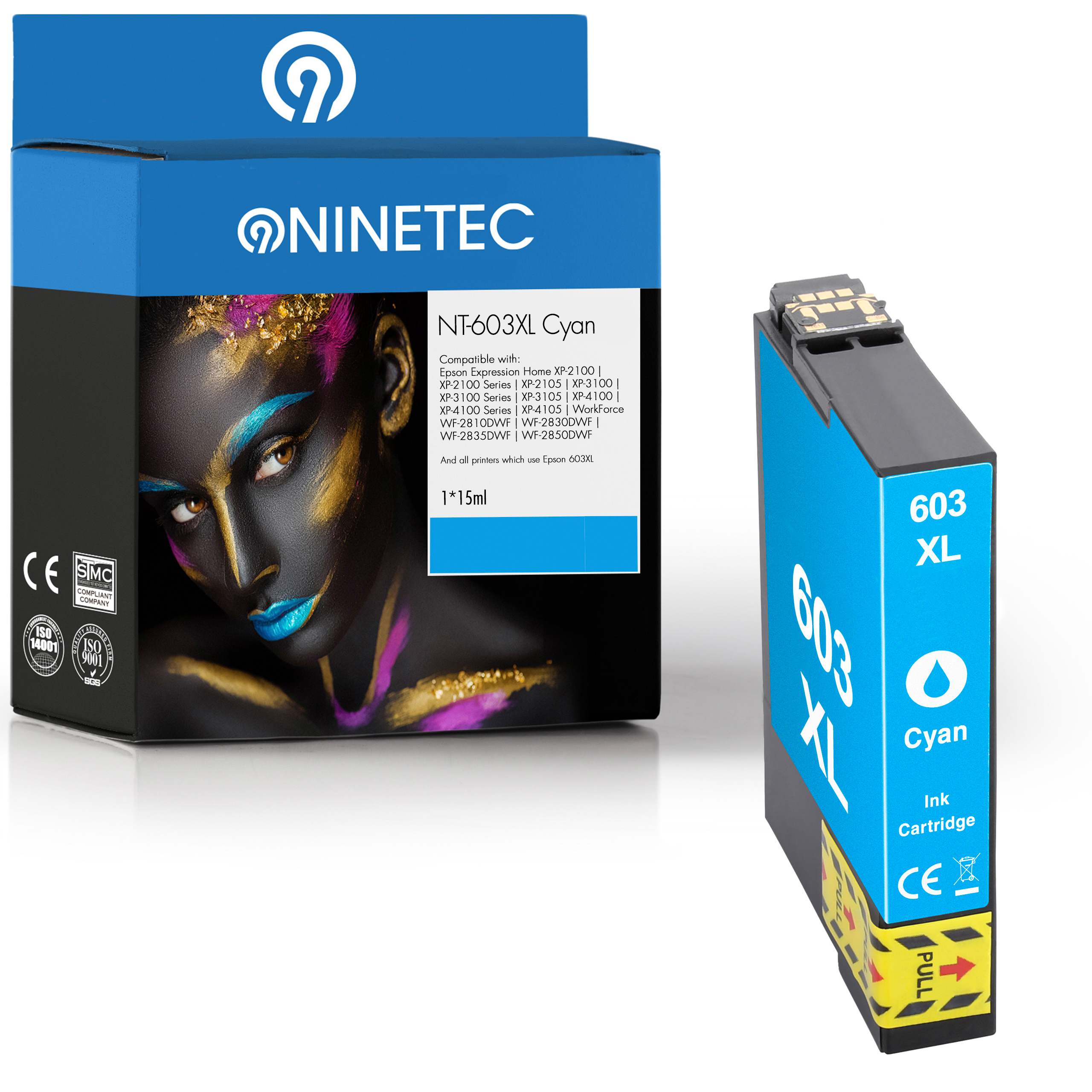 NINETEC 1 Patrone ersetzt 603XL cyan Epson 13 T Tintenpatronen 03A24010) (C