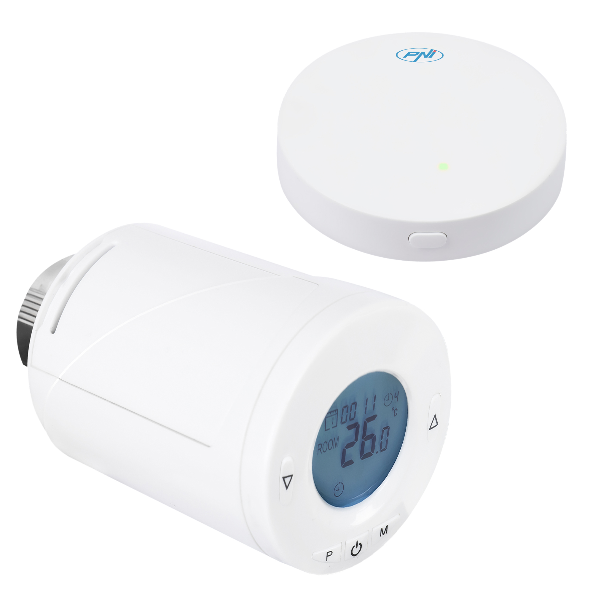 PNI CT25T und CT25WIFI Weiß Smarte Heizkörperthermostate, Hub