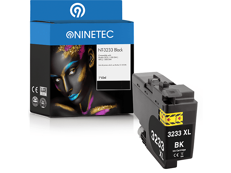 NINETEC 1 Patrone ersetzt Brother LC-3233 Tintenpatrone black (LC-3233 BK)