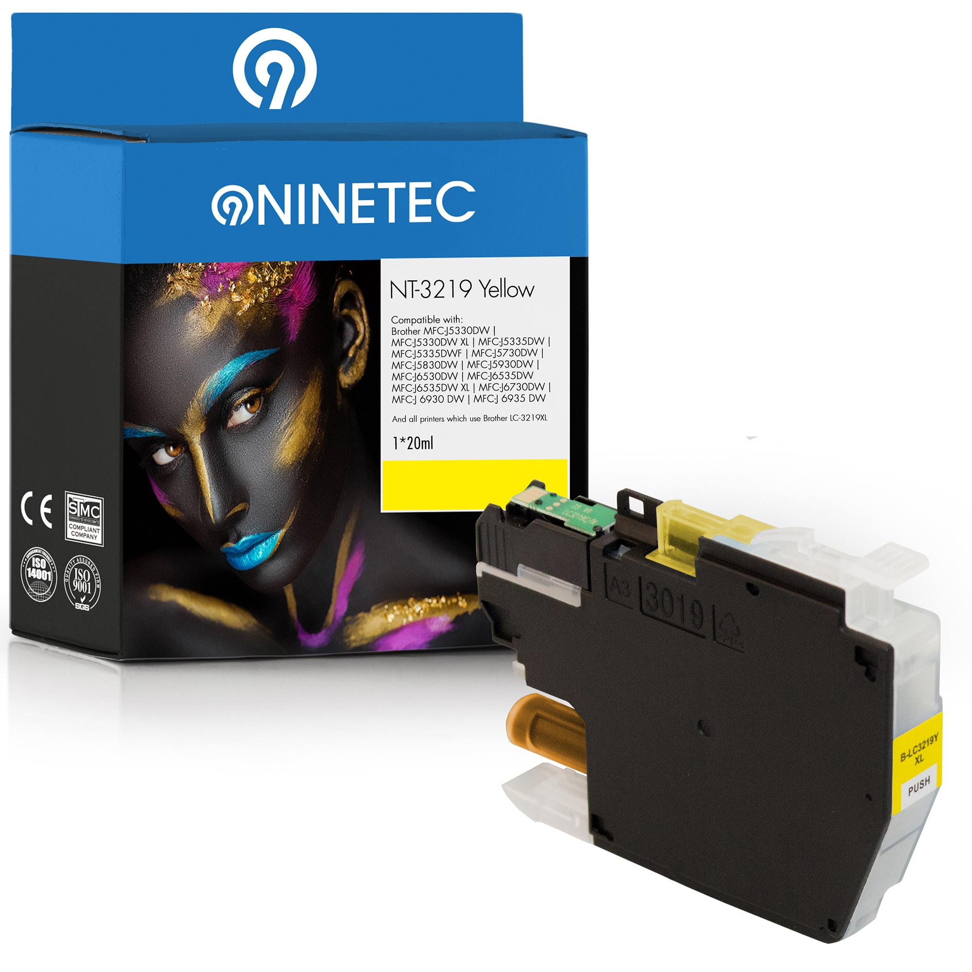 NINETEC 1 XL Brother LC-3219 yellow Y) Tintenpatrone ersetzt (LC-3219 Patrone