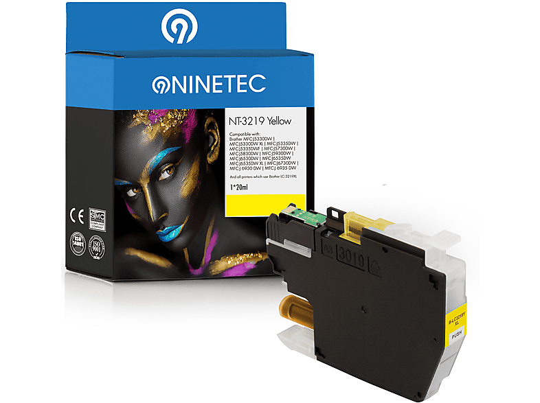 NINETEC 1 Patrone ersetzt Brother (LC-3219 XL LC-3219 yellow Tintenpatrone Y)