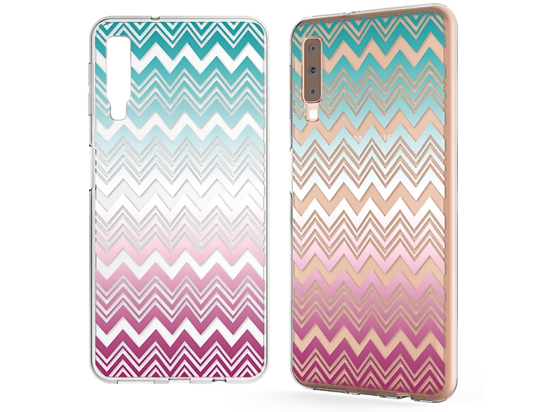 NALIA Motiv Silikon Mehrfarbig Galaxy Backcover, Samsung, A7 (2018), Hülle