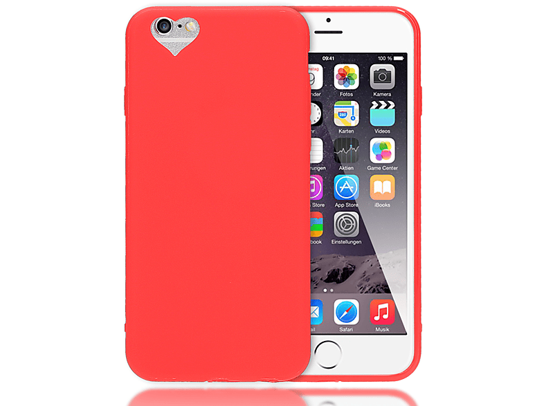 Rot iPhone NALIA Hülle, iPhone Apple, Silikon Backcover, 6s, Herz 6