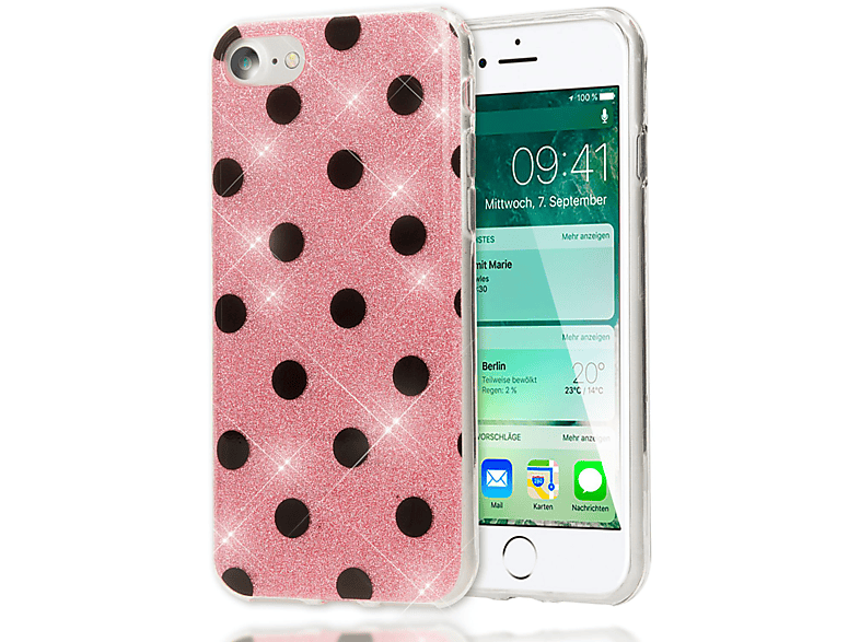 NALIA Punkte Hülle, Backcover, 8 Rosa iPhone Apple, (2020), 7 iPhone iPhone SE