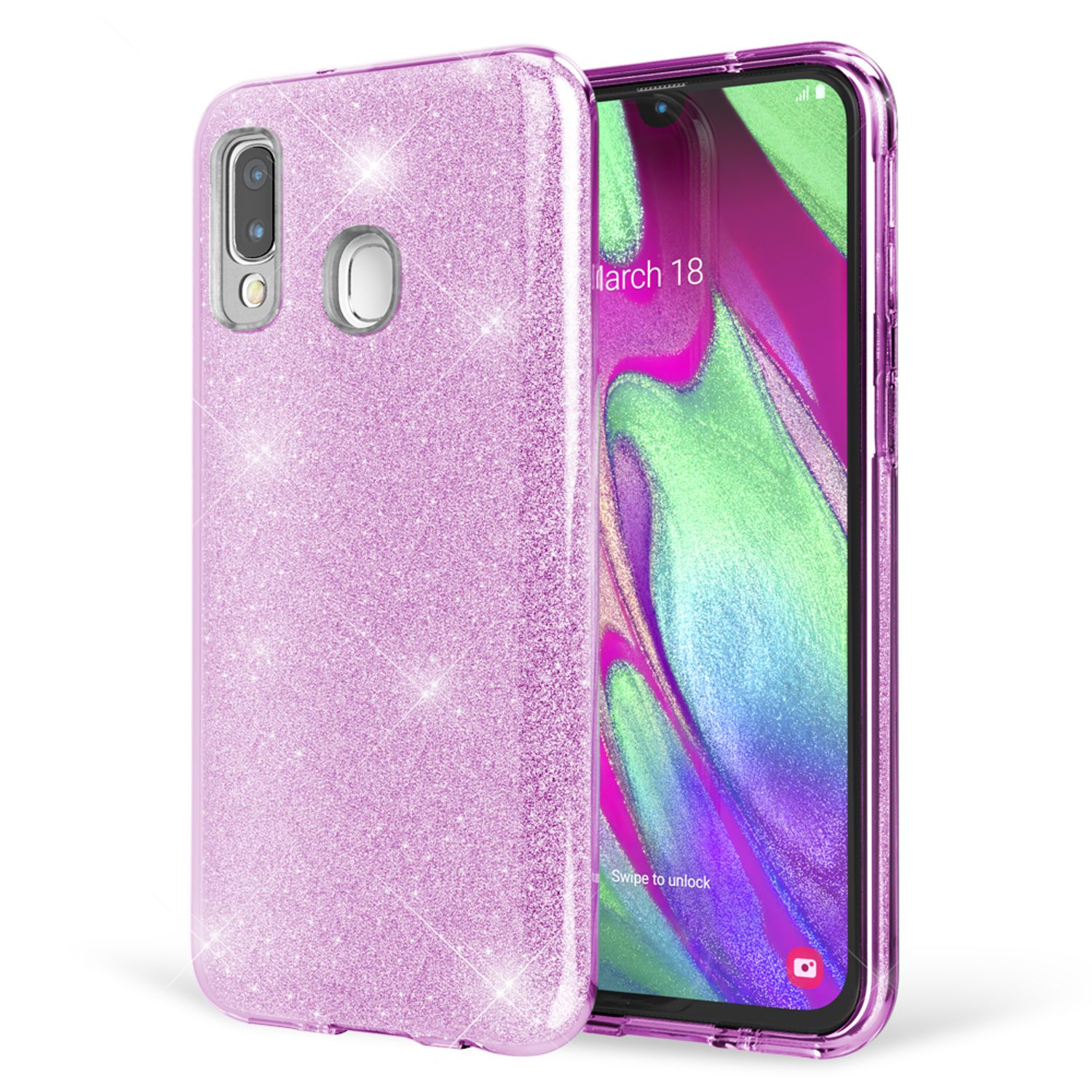 NALIA Glitzer Hlle, Backcover, Samsung, Galaxy A40, Lila | MediaMarkt