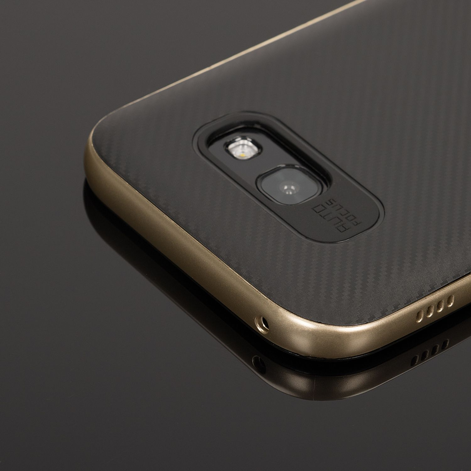 Hülle, Galaxy (2017), Samsung, Silikon A3 Backcover, Gold Carbon-Look NALIA